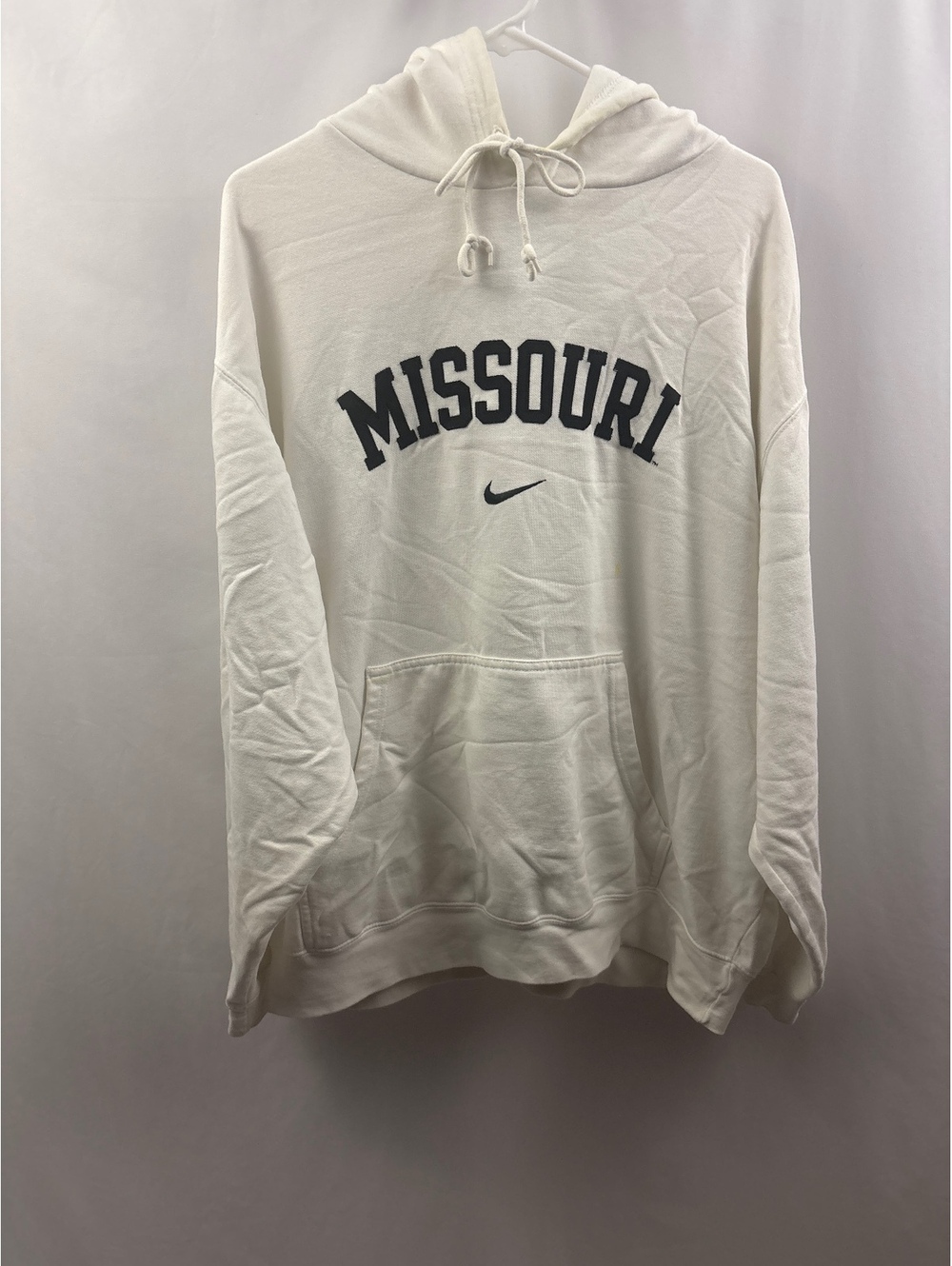 Vintage Nike Mizzou MU Tigers White Center Swoosh Check Logo Mens Sz XL Hoodie